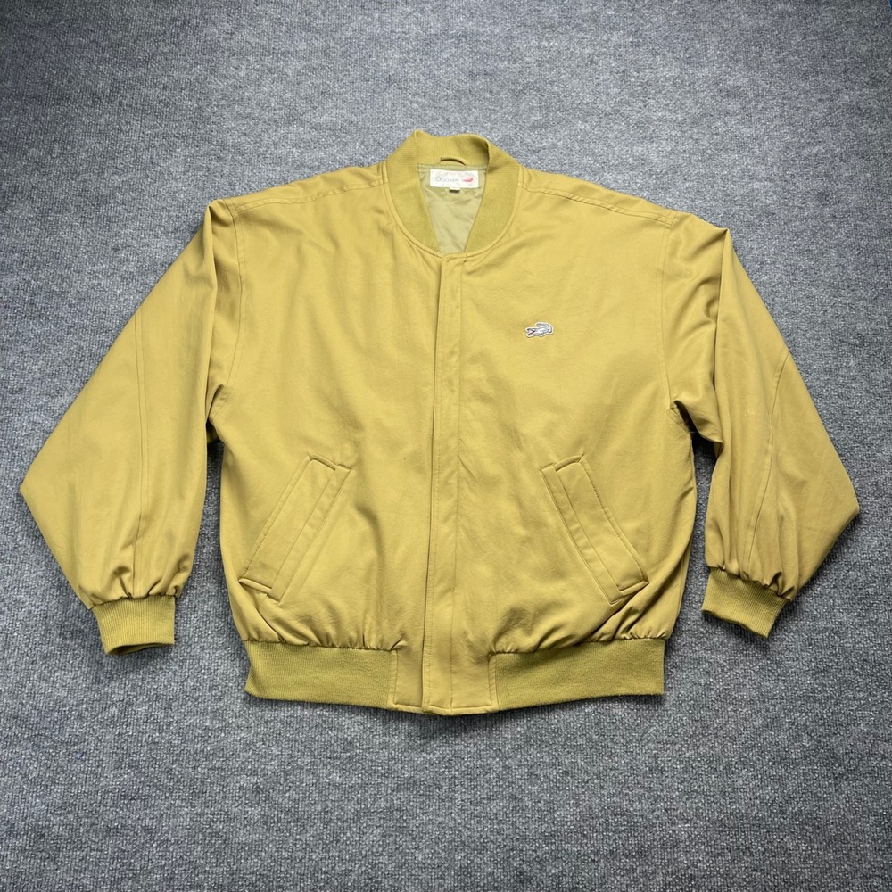 Crocodile Mens Vintage Bomber Jacket Mustard Yellow Full Zip Harrington Size L